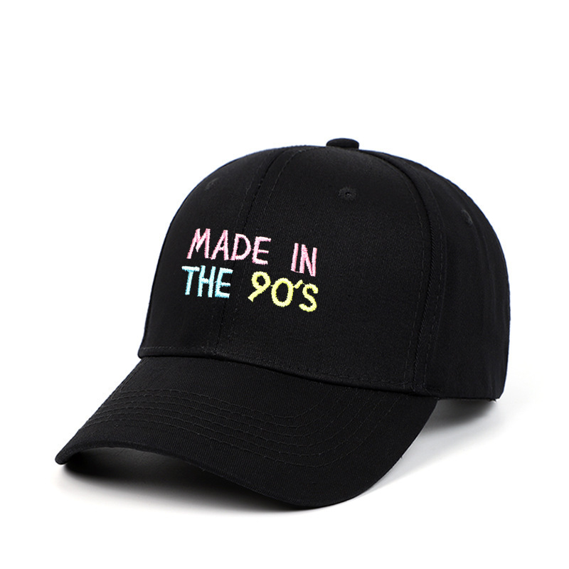 Made In The 90'S Colorful Embroidery Baseball Cap Cotton Adjustable Metal Buckle Sport Sun Hat For Men Women Casual Outdoor Trucker Hat