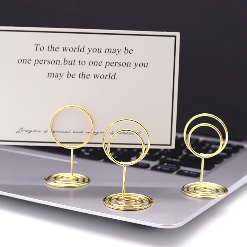 Spiral Metal Place Card Holders Table Number Stands For Wedding Party Office Desktop Memo Clip Photo Stand Decorative Business Card Holder