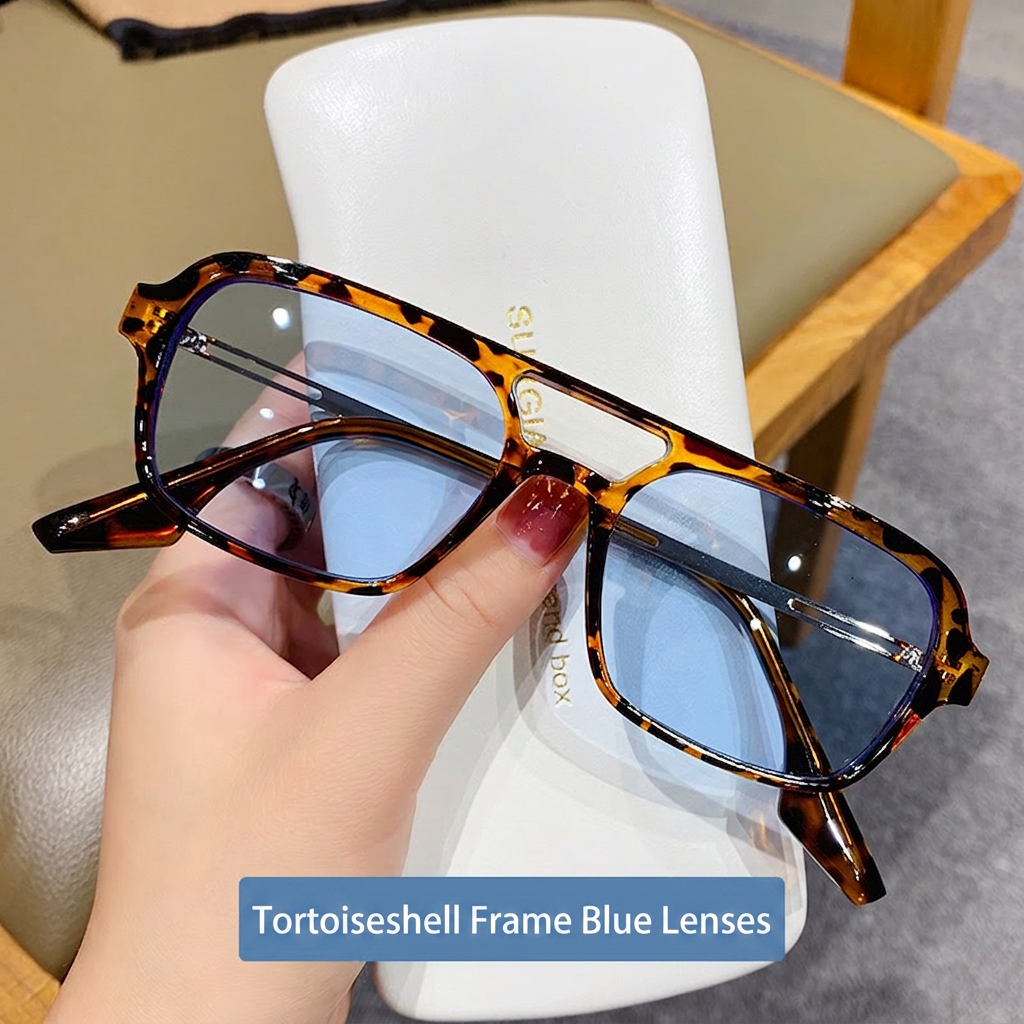 Wholesale Fashion Square Sunglasses With Double Bridge PC Metal Frame - Everful