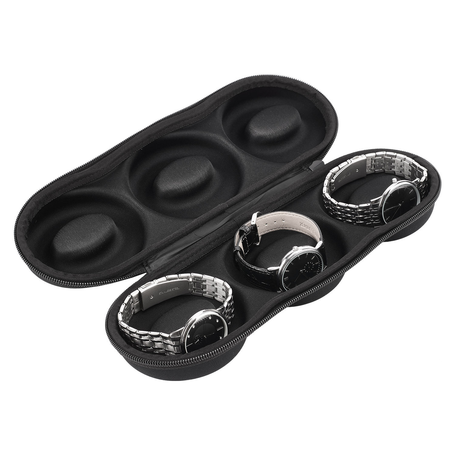 Portable EVA Hard Shell Watch Storage Box Shockproof 1 2 3 Slots Travel Watch Case For Smart Watches Mechanical Watches Black Zipper Organizer