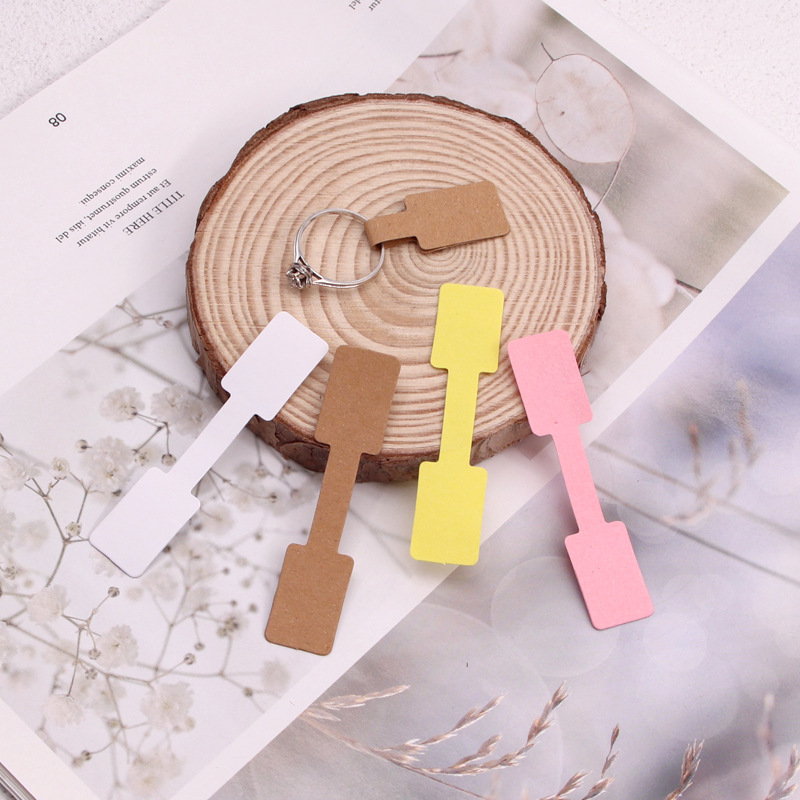Jewelry Ring Price Tags Self-Adhesive Kraft Paper Labels Dumbbell Shape Stickers For Rings Watches Eyeglasses Jewelry Store Display Blank Cardstock Tags