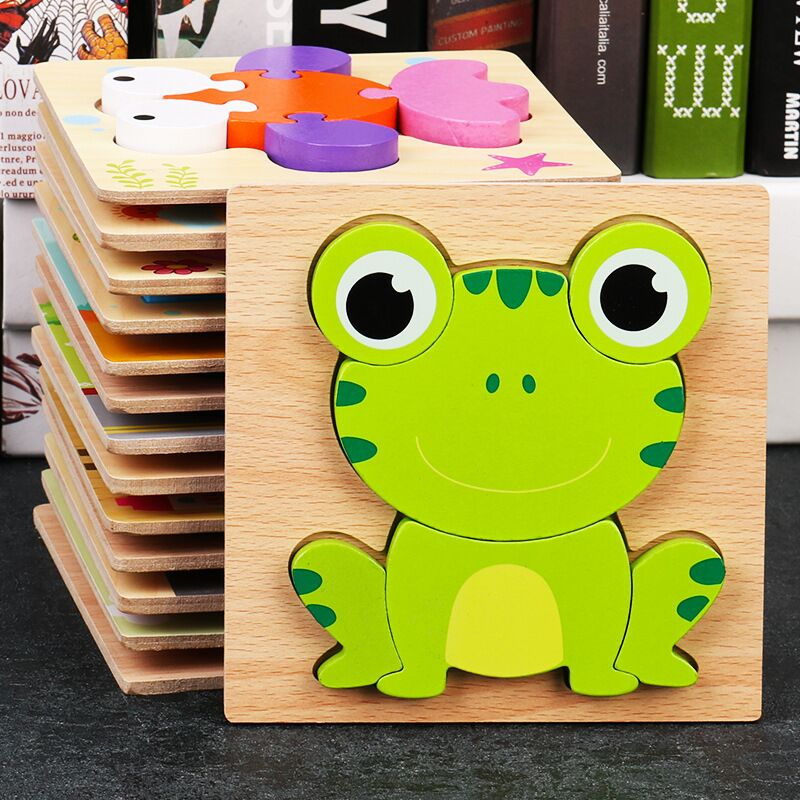 Montessori Wooden 3D Jigsaw Puzzle Board For Toddlers Early Learning Educational Toy With Cartoon Animal Transport Shape Recognition Preschool Gift For Children