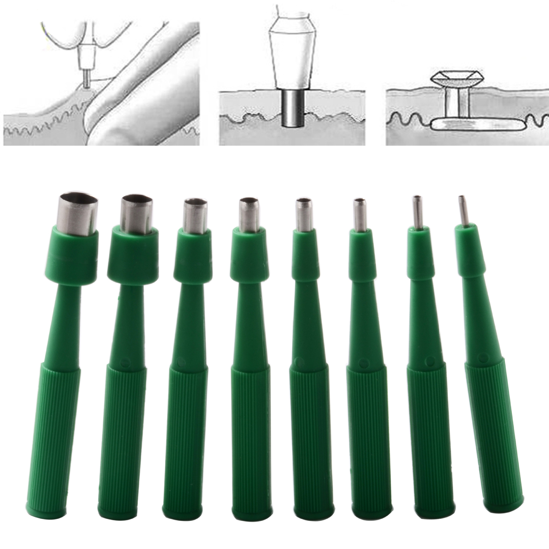 Disposable Sterile Biopsy Punch Tool Professional 316L Surgical Steel Skin Piercing Tool With Anti Slip Green Handle For Body Piercing And Lab Sampling Use