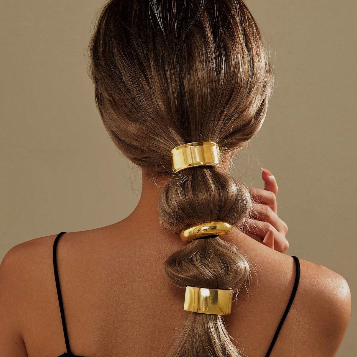 Minimalist Golden Geometric Metal Hair Ties High Elastic Ponytail Holder Hair Cuffs For Women Fashion Daily Party Hair Accessories