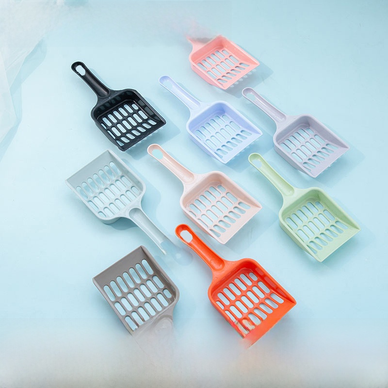 Durable PP Plastic Cat Litter Scoop With 0.5cm Fine Hole Grid Ergonomic Long Handle Portable Pet Waste Sifter For Home Litter Box Cleaning Tools