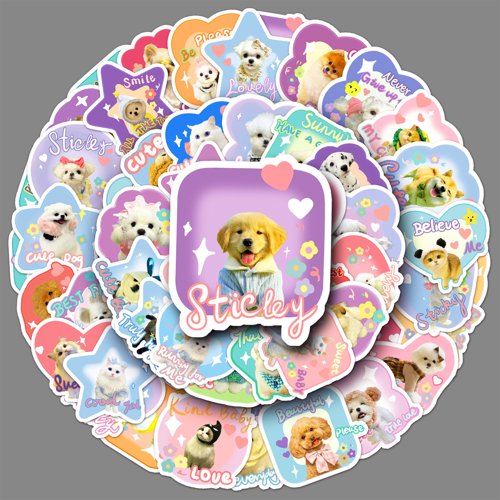 Colorable Pet Stickers Wholesale Waterproof Hand Drawn Cat Dog Pet Stickers For Laptop Decor ...