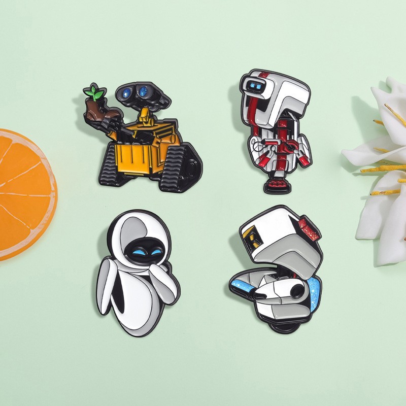 Cartoon Robot Enamel Pin Set Zinc Alloy Movie Character Brooches For Backpack Clothing Lapel Decoration Cute Metal Badge Jewelry Gift