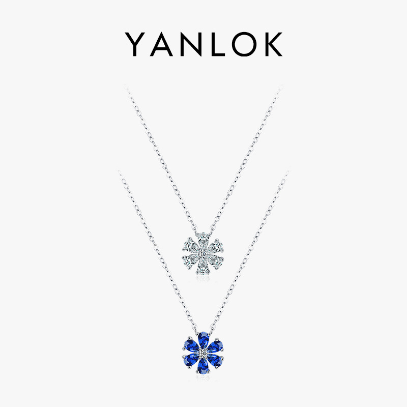 925 Sterling Silver Flower Necklace Sparkling Zirconia Floral Pendant Elegant Clavicle Chain Jewelry For Women Daily Wearing Gift