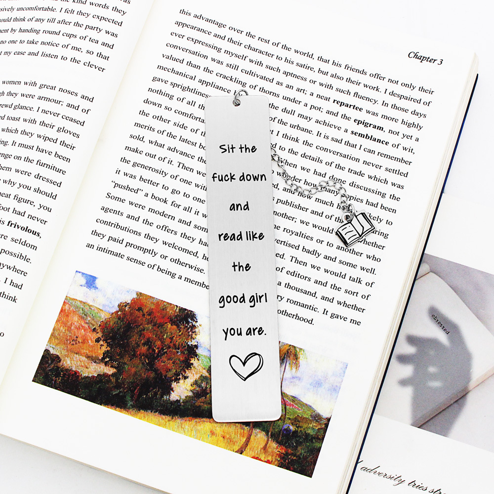 Stainless Steel Bookmark With Book Pendant Funny Quote Metal Page Marker For Book Lovers Women Readers Office School Supplies
