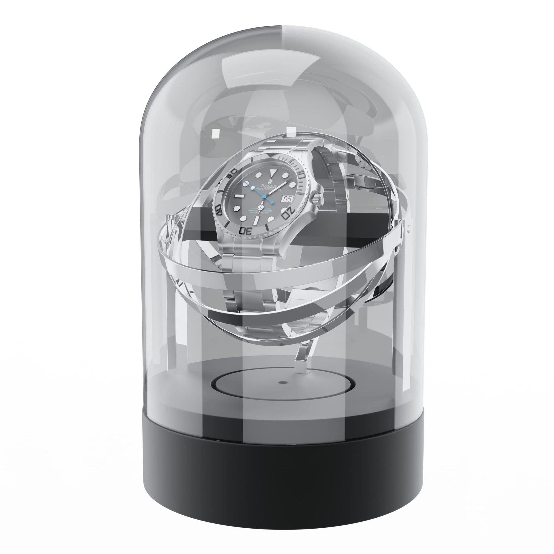 Professional Automatic Watch Winder Luxury Metal Alloy Silent Motor Watch Rotator Box With Glass Cover Single Double Slot Watch Winder Case For Automatic Watches Home Display Storage