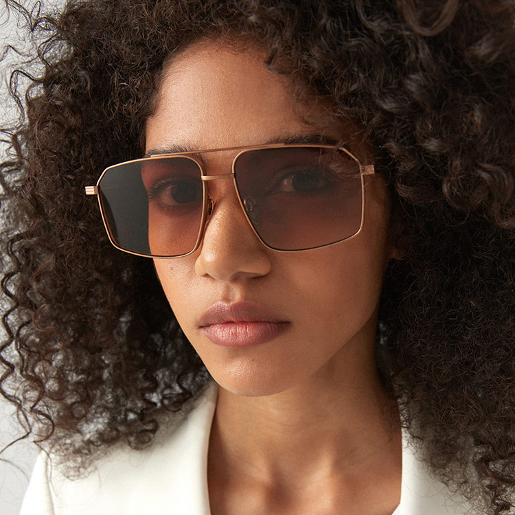 Wholesale Vintage Square Sunglasses Metal Frame Double Bridge For Men Women - Everful