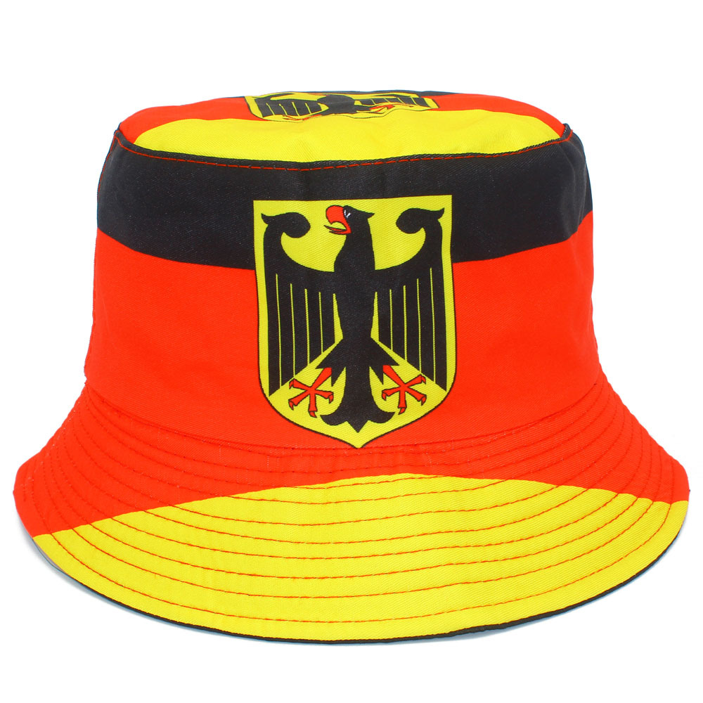 Germany Flag Bucket Hat Cotton Reversible Sun Protection Fisherman Cap German Eagle Emblem Printed Outdoor Travel Streetwear Unisex Hip Hop Sun Hat