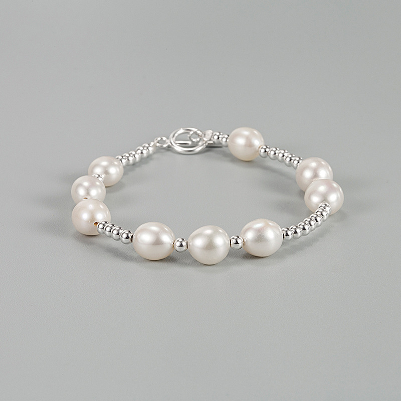 Natural Freshwater Pearl Bracelet Baroque Irregular Beaded Copper Toggle Clasp Elegant Fashion Jewelry Women