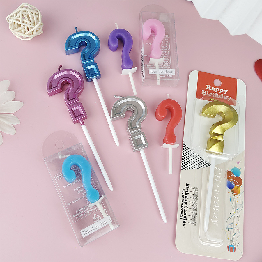 Creative Question Mark Shape Birthday Candles Paraffin Wax Metalic Finish Cake Decorations For Birthday Party Celebration Supplies Party Favors