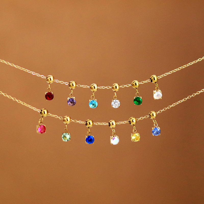 18K Gold Plated Stainless Steel 12 Months Birthstone Zirconia Pendants DIY Personalized Constellation Charms For Necklaces Bracelets Jewelry Making Women