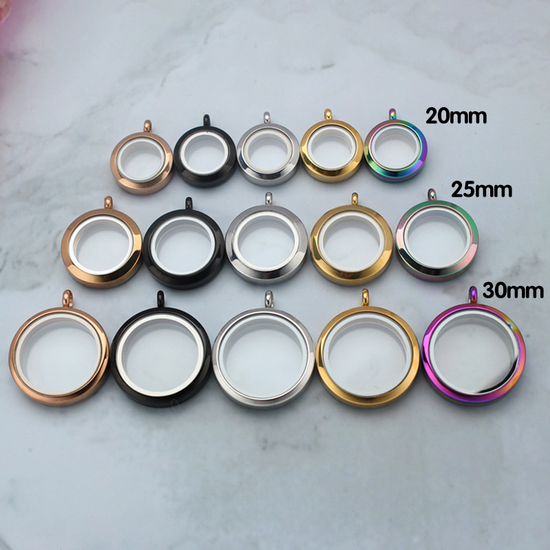 Round Stainless Steel Floating Locket Pendant Glass Memory Locket Necklace Openable Gau Box For Charms Photos Personalized Jewelry Unisex