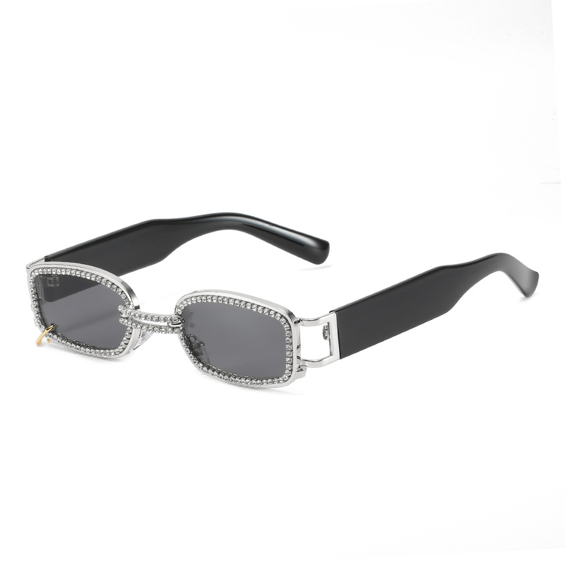 Wholesale Rhinestone Rectangle Sunglasses Metal Frame For Women - Everful