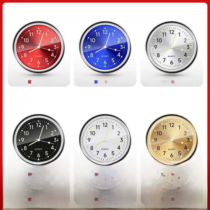 Luminous Car Dashboard Clock Universal Automotive Quartz Clock Alloy Mini Analog Watch Luminous Hands And Numerals Car Interior Air Vent Decoration Accessories