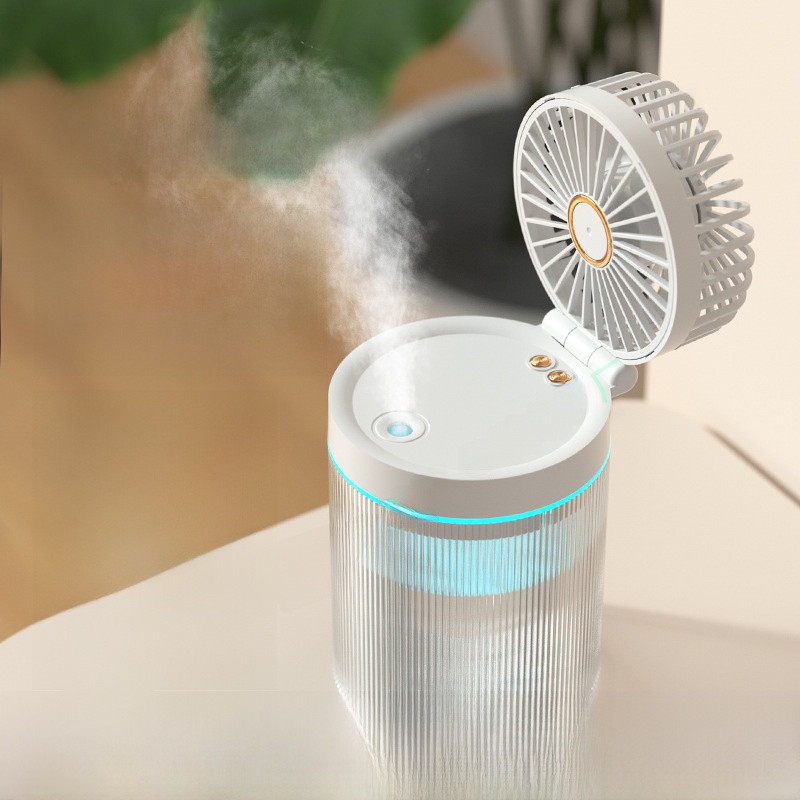 Multifunctional USB Rechargeable Desktop Spray Fan Portable Silent Humidifier Folding 3-Speed Mist Cooling Fan For Home Office Nightstand