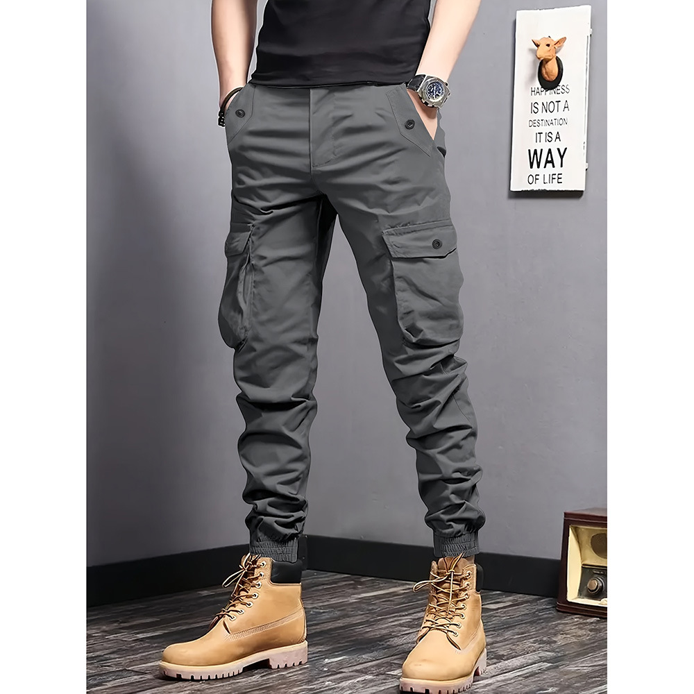 Men's Loose Fit Cargo Pants Polyester Multi-Pocket Tapered Leg Casual Outdoor Streetwear Street Brand Functional Spring Autumn Long Trousers