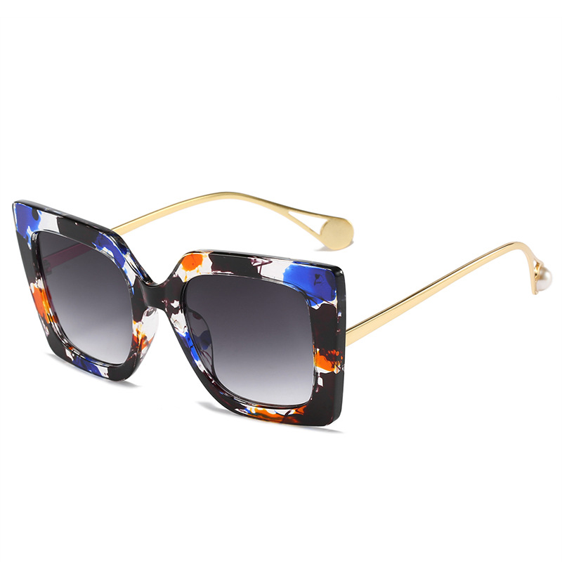 Wholesale Square Oversized Sunglasses with Pearl Detail PC Metal Frame - Everful
