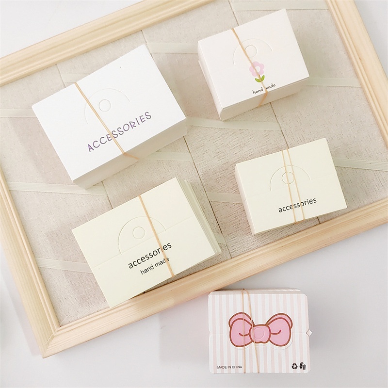 Handmade Jewelry Display Cards and Clear OPP Packaging Bags Set for Hair Ties Hair Clips Headwear Packaging Paper Tags Cardboard Display Cards