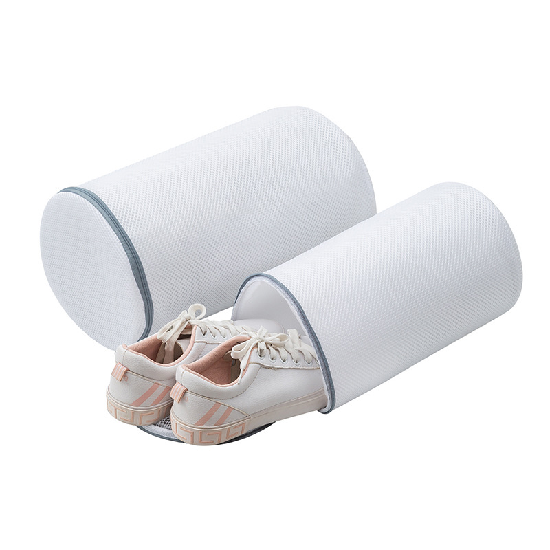 Durable Mesh Shoe Laundry Bag For Washing Machine Protective Mesh Shoe Wash Bag Cylindrical Semicircle Storage Bag For Sneakers Women Men