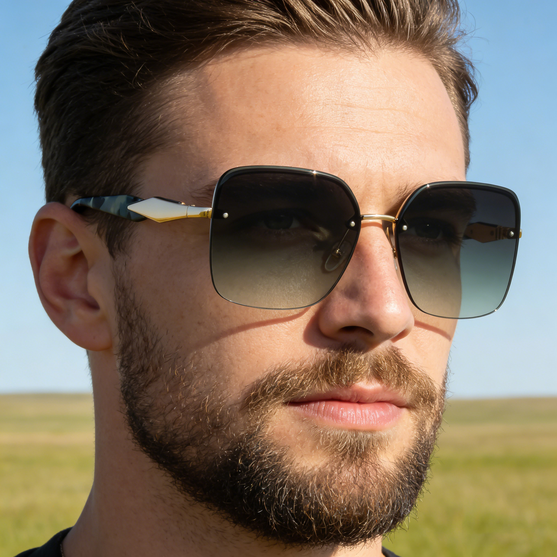 Wholesale Luxury Oversized Square Sunglasses with Metal Frame For Women - Everful
