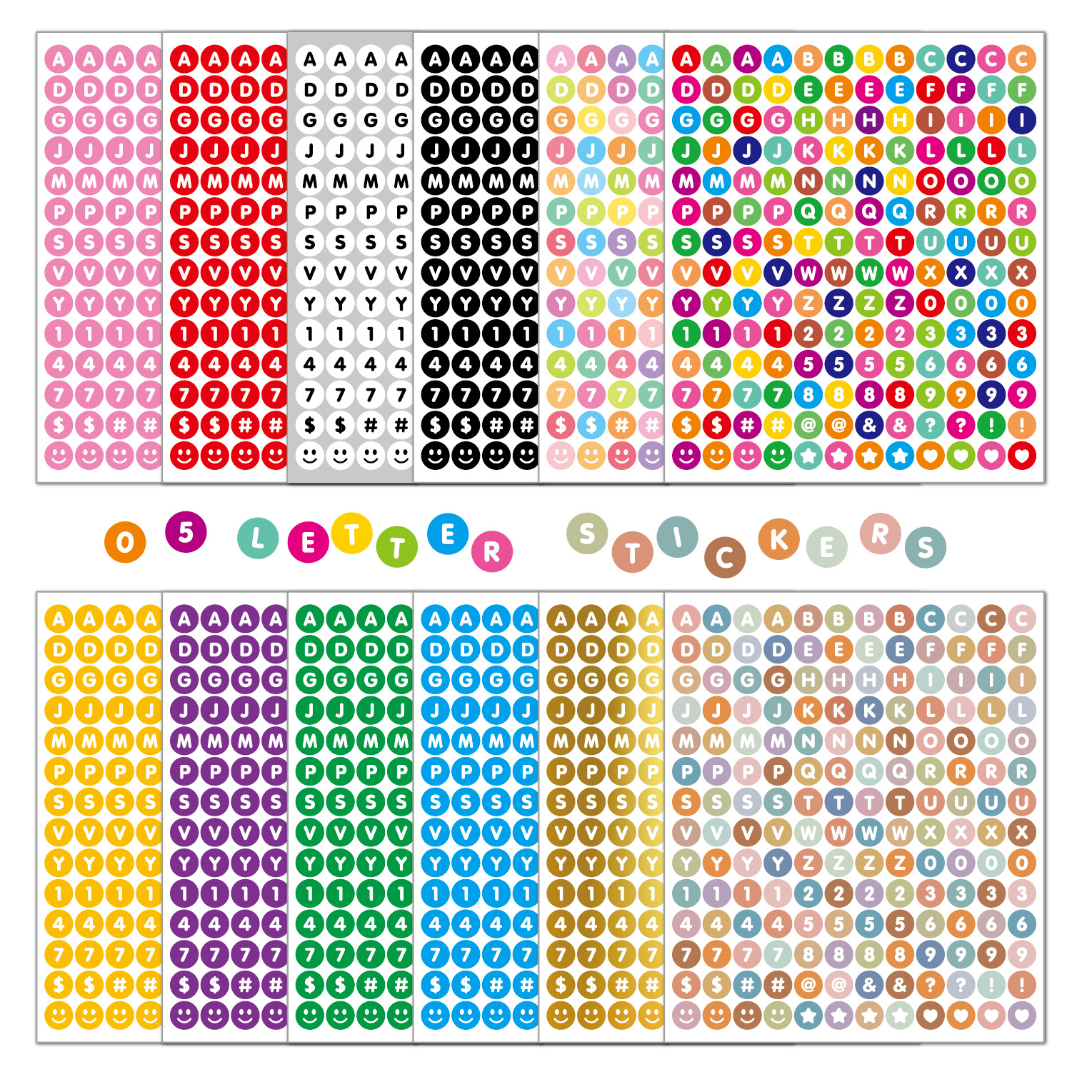 0.5 Inch Small Round Letter Stickers Vinyl Waterproof Alphabet Number Decals For DIY Scrapbooking Hand Account Office Item Identification 168 Pcs Per Sheet