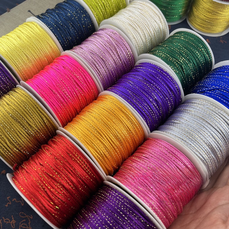 Nylon Chinese Knot Cord With Metallic Gold Thread Braided Thread For Jewelry Making DIY Bracelet Necklace Handcrafted Craft Supply