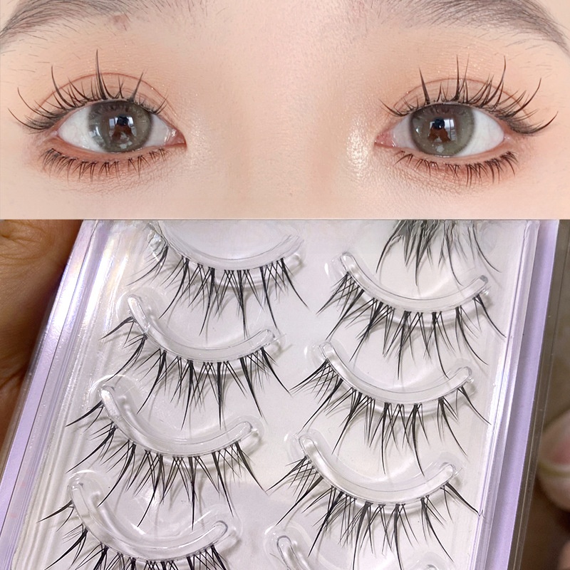 Natural Air Sense False Eyelashes Transparent Stem Fairy Sunflower Style Synthetic Fiber Lashes For Women Daily Makeup Look