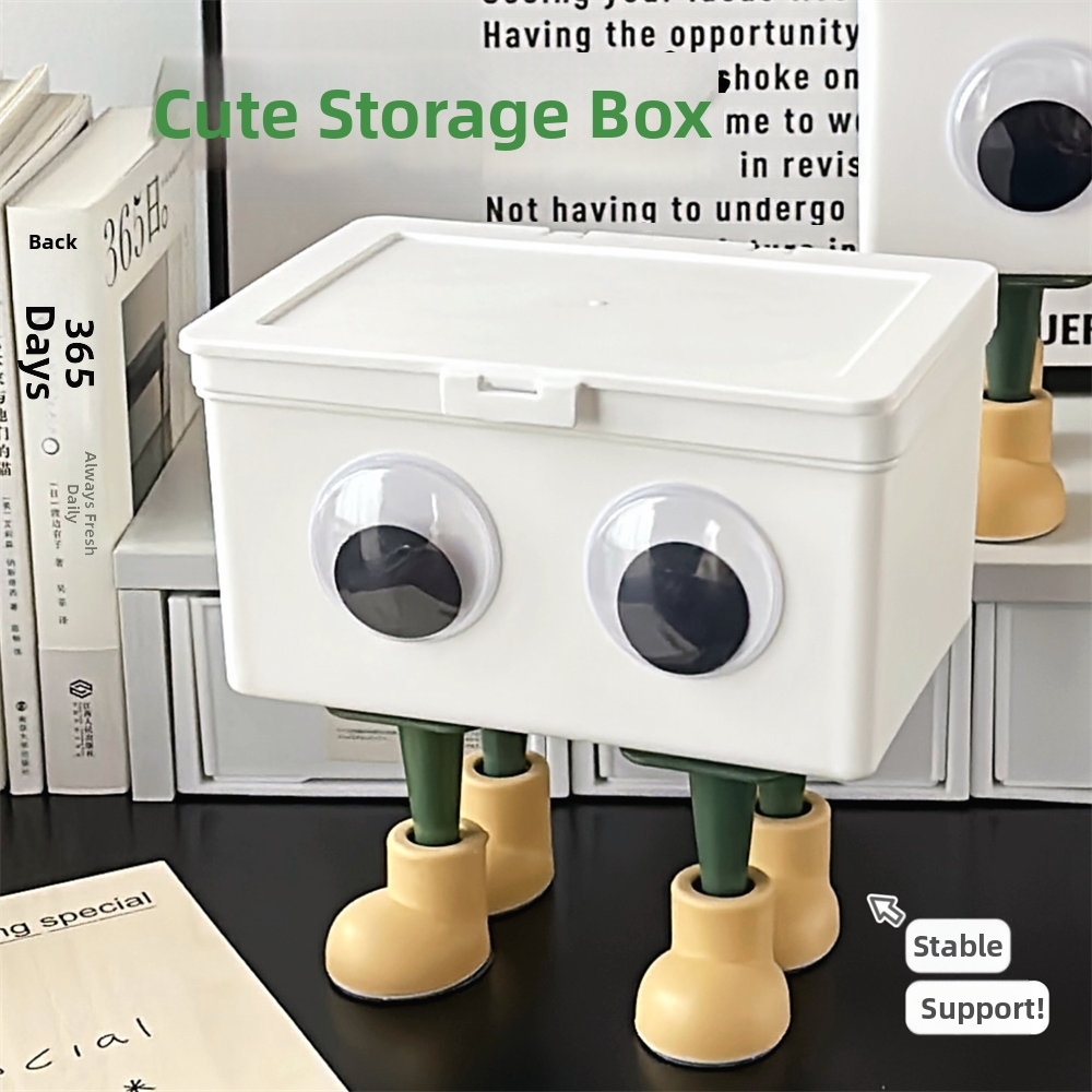 Desktop Storage Box Plastic Flip Top Dustproof Organizer For Cards Stationery Small Items INS Style Minimalist White Storage Container Bin