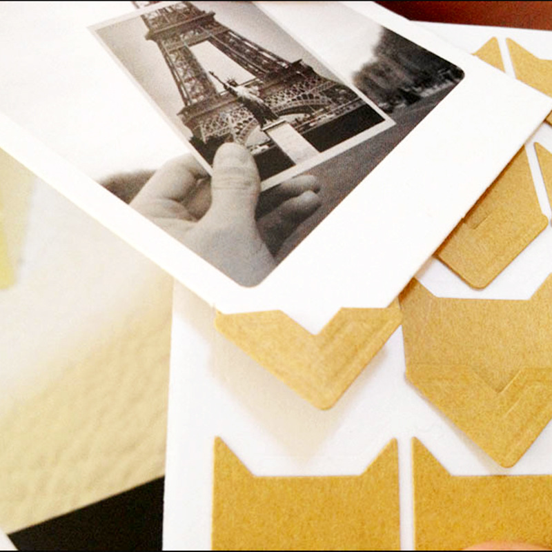 24Pcs Kraft Paper Photo Corner Stickers Retro Self-Adhesive Triangle Photo Corners For DIY Scrapbooking Photo Album Decoration Fixing