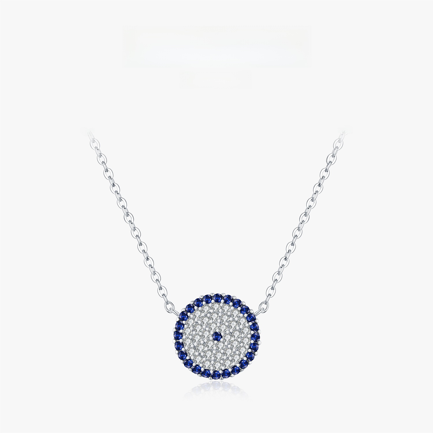 925 Sterling Silver Evil Eye Pendant Necklace With Blue White Zirconia Elegant Fashion Jewelry For Women Girls Gift Good Luck Amulet