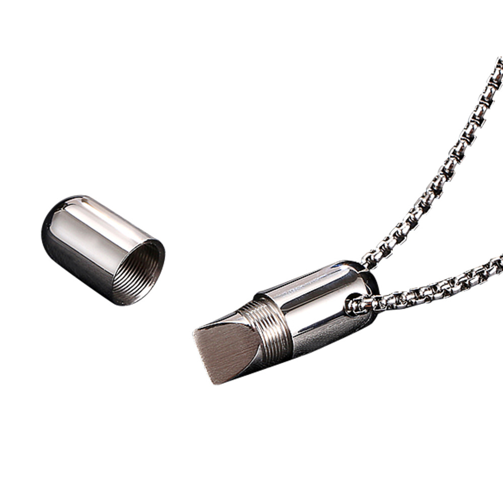 Capsule Pendant Necklace Titanium Steel Parcel Opener Tool Hip Hop Jewelry For Men Women