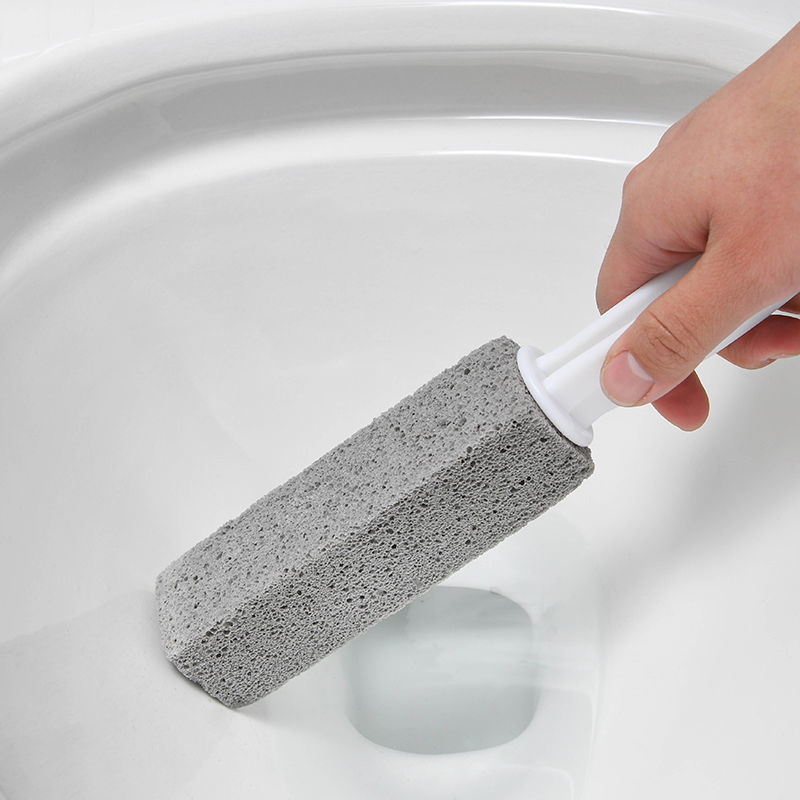 Pumice Toilet Brush with Long PP Plastic Handle Strong Stain Removal for Bathroom Toilet Tile and Bathtub Cleaning Heavy Duty Scouring Stick Multi Functional Household Cleaning Tool for Limescale Hard Water Ring Removal