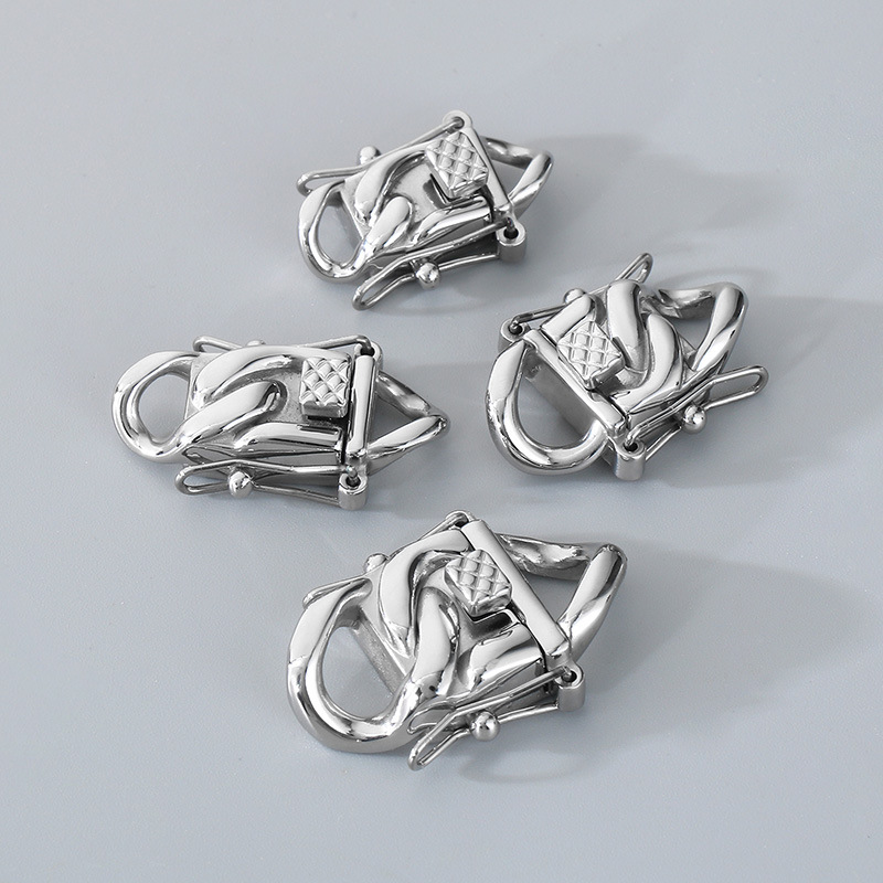 Stainless Steel Jewelry Clasps Connectors DIY Necklace Bracelet Making Cuban Chain Fold Over Buckle Jewelry Findings