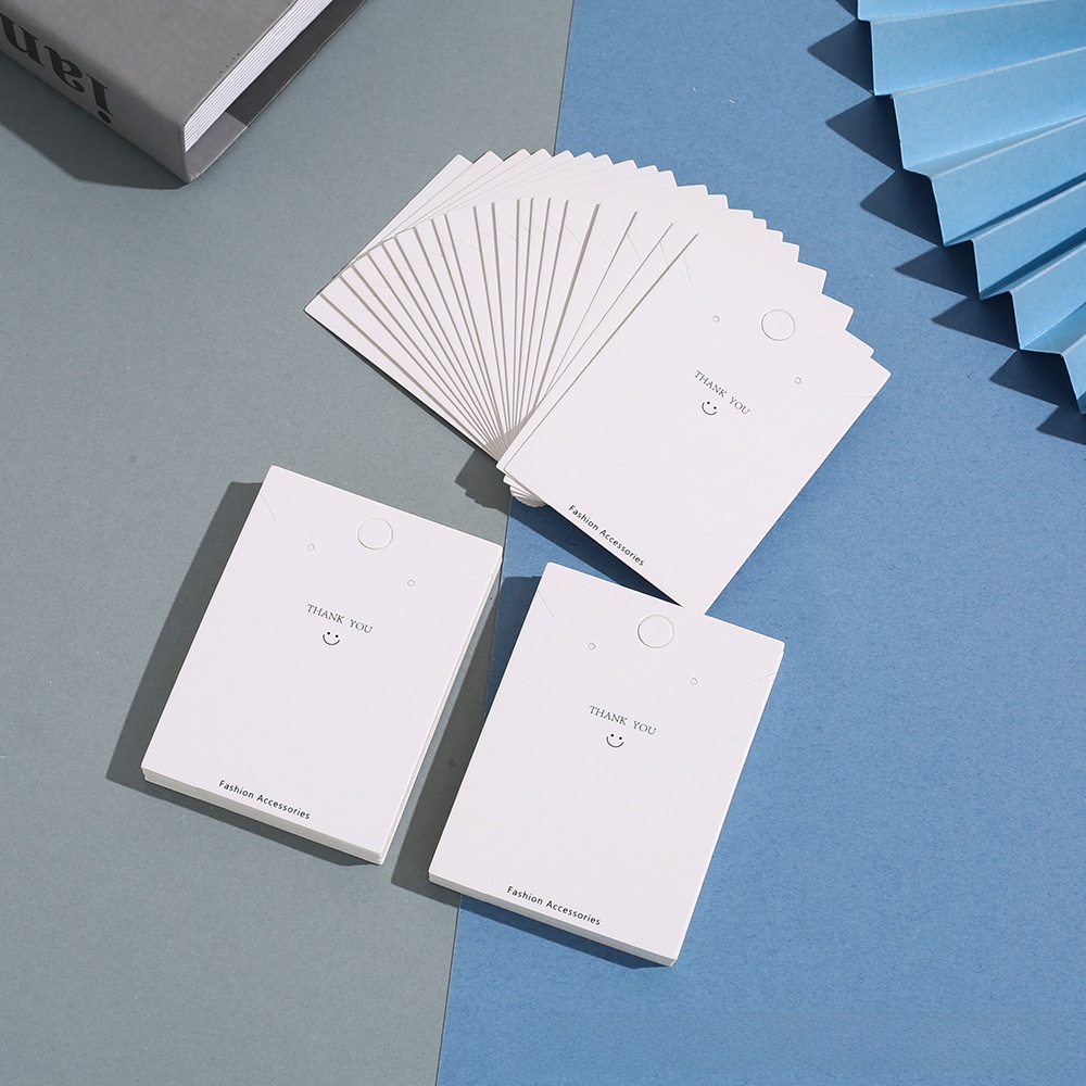White Paper Jewelry Display Cards And OPP Bags Set Thank You Printed Cardboard Earring Necklace Packaging Cards For Jewelry Sellers Display Accessories
