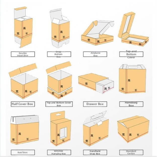 Folding Shipping Boxes Extra Hard Corrugated Mailing Box Small Airplane Boxes For Postcard Glass Film Cosmetics Multi-Color 3-Layer Cardboard Packing Supplies