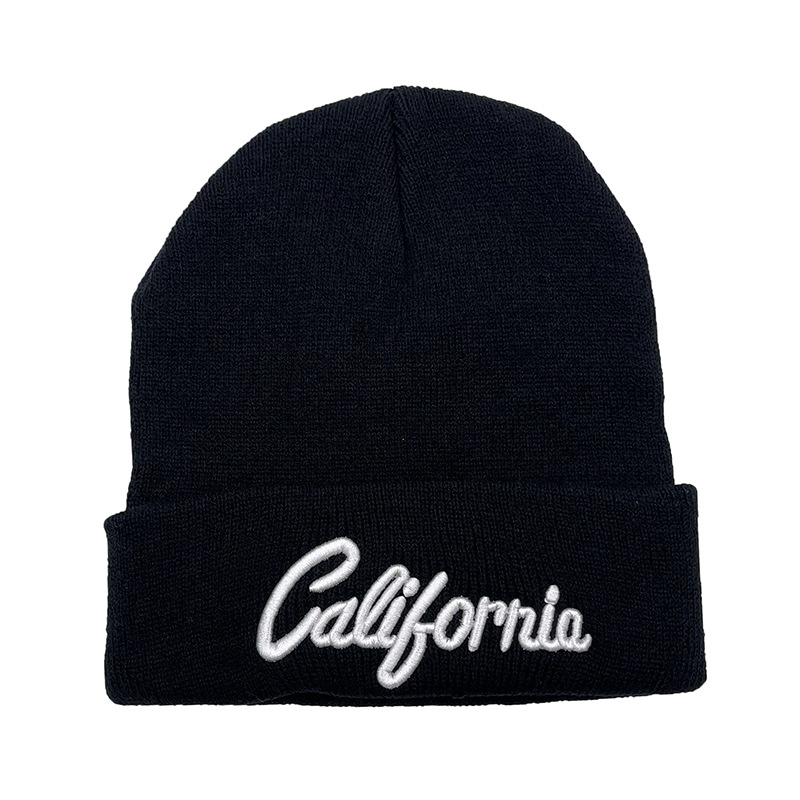California Embroidered Knitted Beanie Warm Winter Cuffed Skull Cap Casual Hip Hop Outdoor Soft Acrylic Hat for Men Women Universal Fit