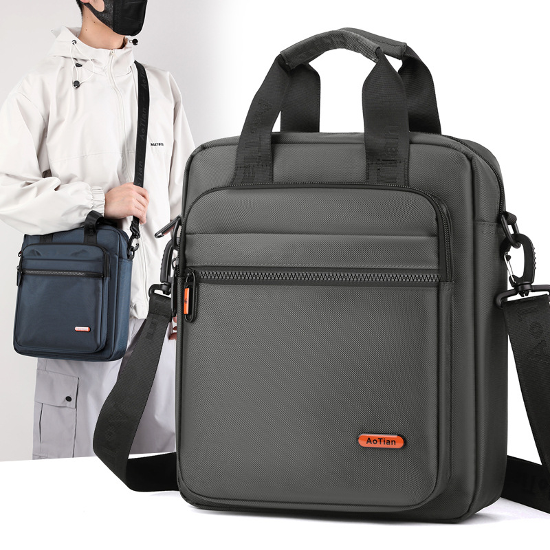 AoTian Men Business Messenger Bag Oxford Cloth Polyester Lining Waterproof Large Capacity Handbag Vertical Briefcase For Daily Work Travel Messenger Bag