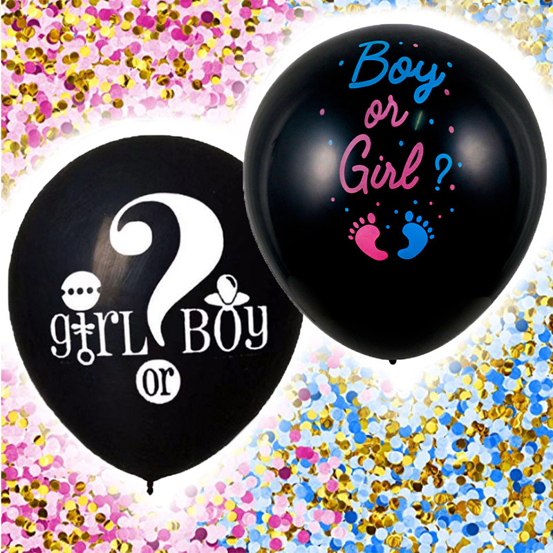 36 Inch Large Black Gender Reveal Latex Balloon Boy Or Girl Question Mark Prints For Baby Shower Reveal Party Decoration Supplies With Confetti Set