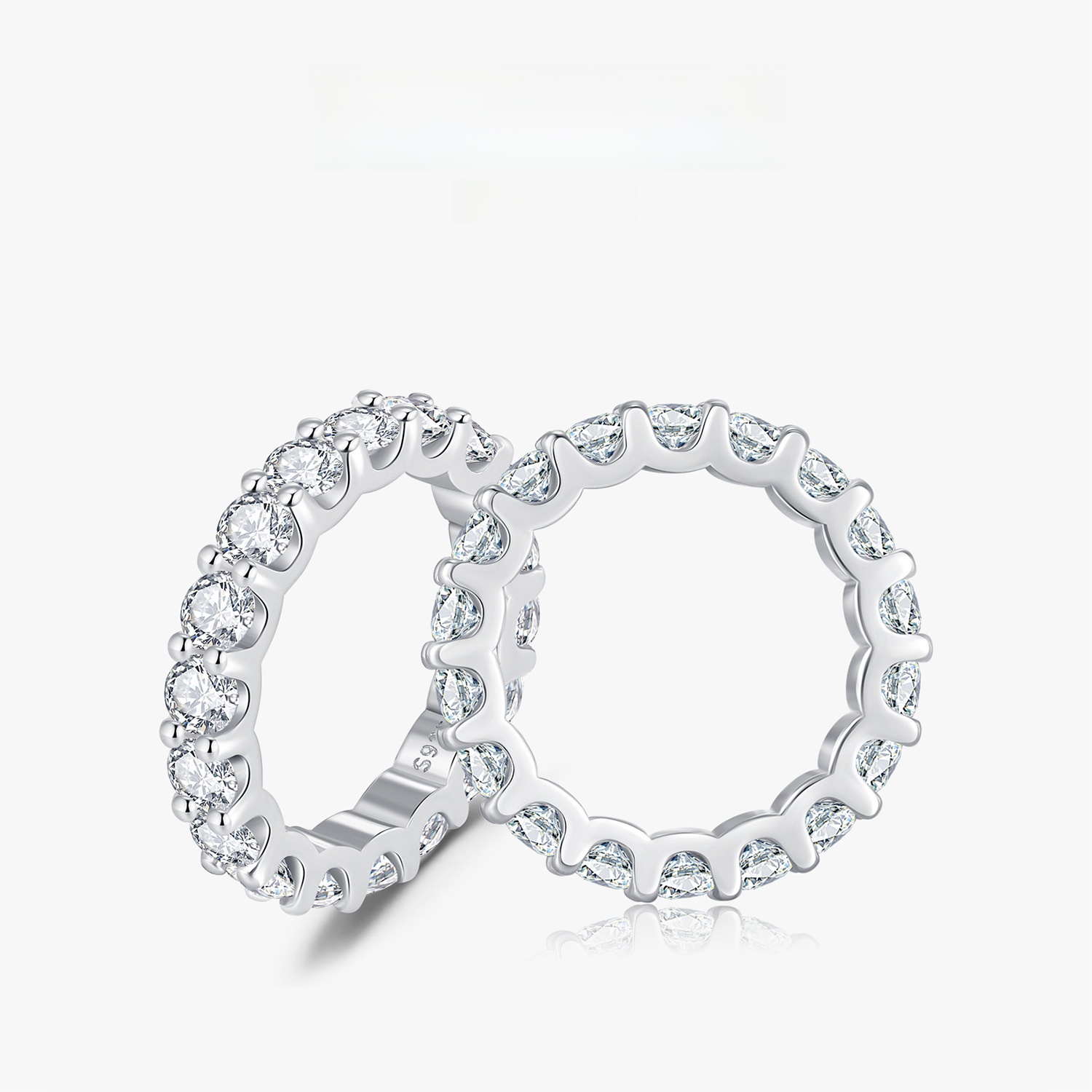 D Color VVS1 Moissanite Eternity Ring 925 Sterling Silver Full Circle Wedding Band 3.6ctw Brilliant Round Cut Moissanite Ring For Women Fine Jewelry Gift