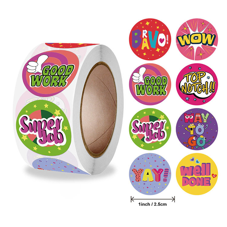 500Pcs 1 Inch Round Reward Stickers Roll For Kids Classroom Motivational Encouragement Labels For Teachers Students Back To School Supplies Colorful Well Done Stickers