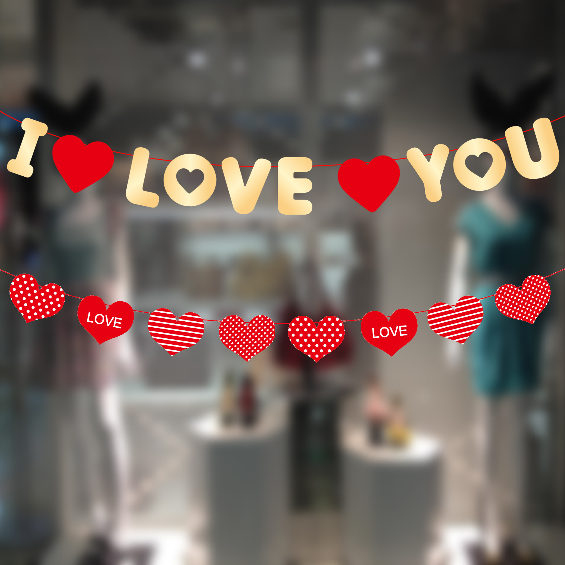 2023 Qixi Valentine's Day Heart Flag Confession Proposal Mall Hotel Store Wedding Room Restaurant Decoration Wedding