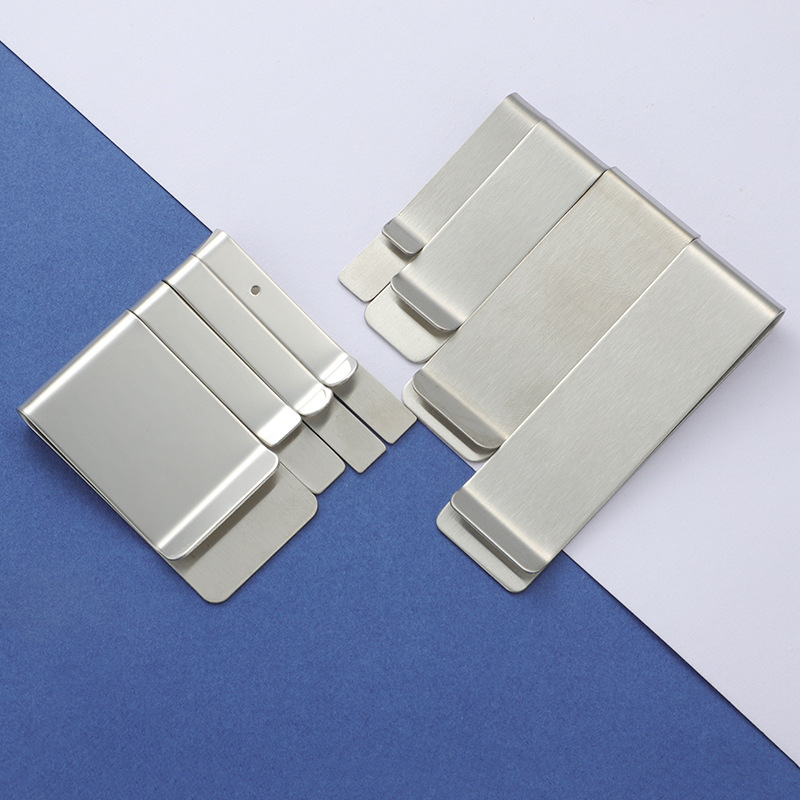 Minimalist Stainless Steel Money Clip Brushed Metal Card Holder Bill Organizer For Men Silver Slim Portable Tie Clip Cash Clamp Business Accessory