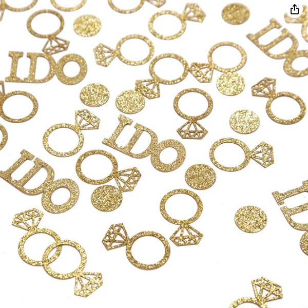 100pcs Glitter Wedding Engagement Party Confetti I DO Diamond Ring Table Scatter Decorations For Bridal Shower Proposal Party Decor Gold Rose Gold
