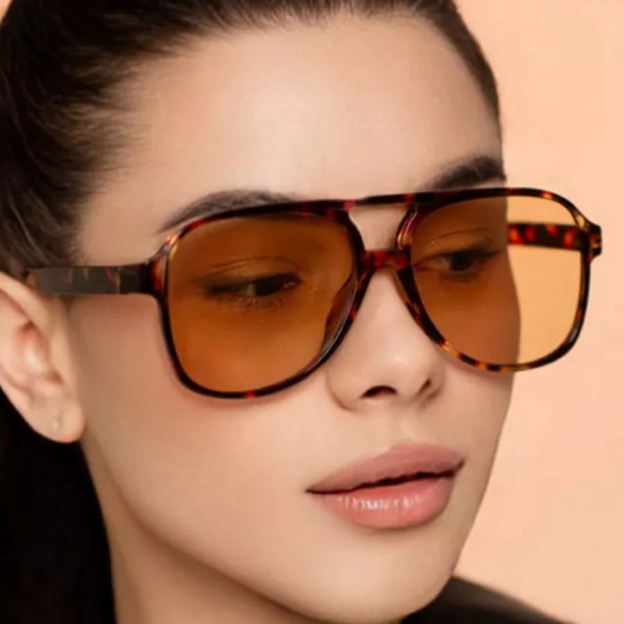 Wholesale Retro Aviator Sunglasses with Double Bridge Oversized Frame - Everful