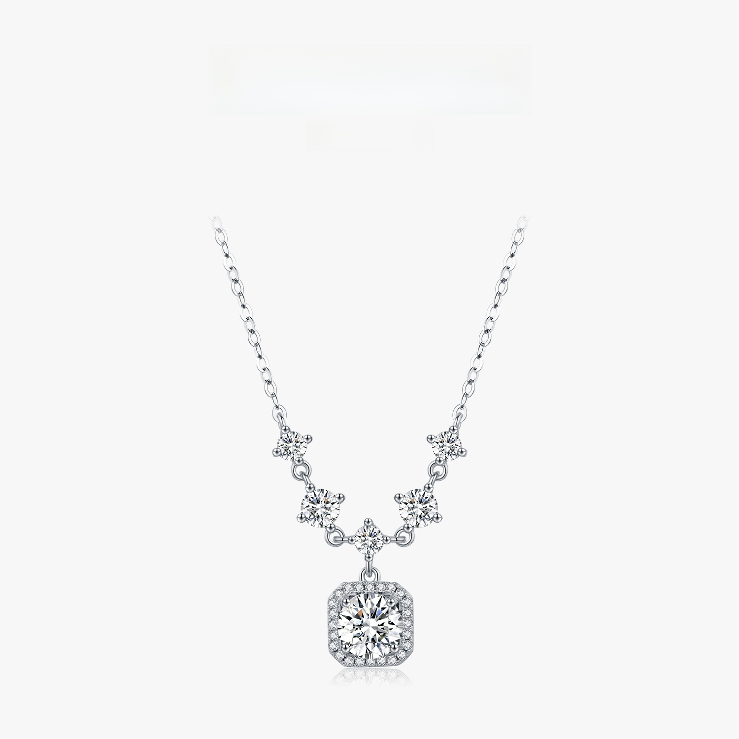 Classic Square Halo Pendant Necklace S925 Sterling Silver 1 Carat Moissanite D Color VVS1 With Cubic Zirconia Elegant Jewelry For Women Wedding Gift