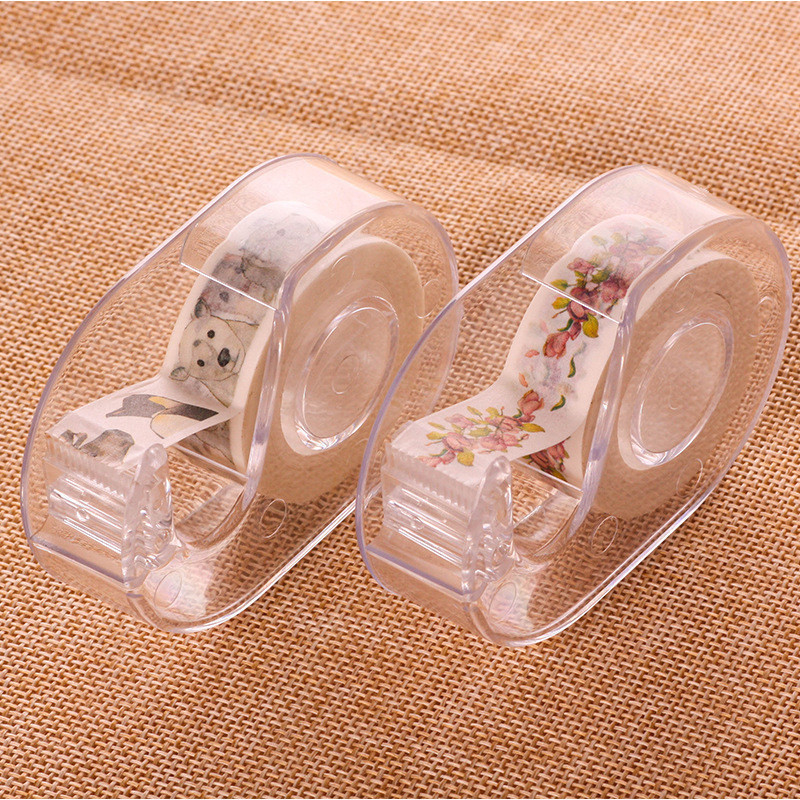 Portable Mini Washi Tape Cutter Transparent Plastic Tape Dispenser Manual Handheld Cutting Tool For Scrapbooking DIY Hand Account Office School Stationery Supplies